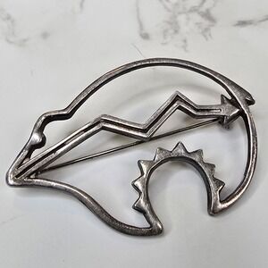 Vintage Sterling Silver Bear Fetish Brooch Southwestern Heartline Pin Signed 8g